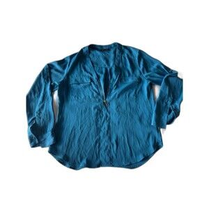 Express Women’s Zip-Front Blue Blouse – Size M